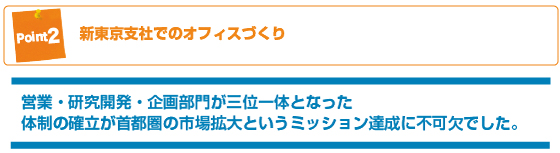 ポイント2：新東京支社でのオフィスづくり